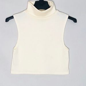 WHITE STAG sleeveless cream turtle neck crop top